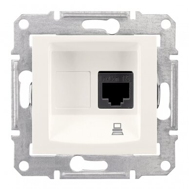 Kompiuterio lizdas 1 vietos 1xRJ45 cat.5e UTP kreminis SDD112451 Sedna Design Schneider Electric