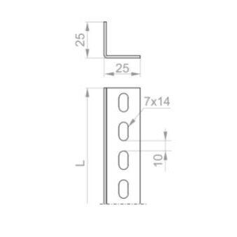 620320 KTC25H25/2 Perforuotas kampuotis, skardos storis 2.0mm 25x25 L-2m 1