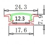Led profilis led juostai įleidžiamas paslėpto B tipo 3m