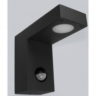 LED fasadinis šviestuvas 7W black IP54 su PIR jutikliu