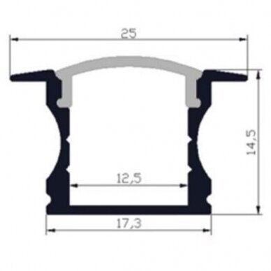 Led profilis led juostai įleidžiamas paslėpto K tipo 3m 1