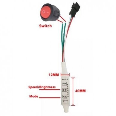 LED skaitmeninių juostų vienos spalvos valdiklis 5-24Vdc, WS2811, su išorinio jungiklio kontaktais 1