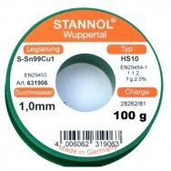 Litavimo viela 1mm Sn99Cu1, su fliusu, 100g Stannol 4006062319063