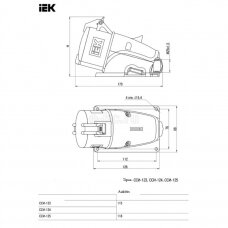 3p 32A Lizdas (rozetė kampinė), 2P+PE, 230V, IP44, 6h 4606056177503