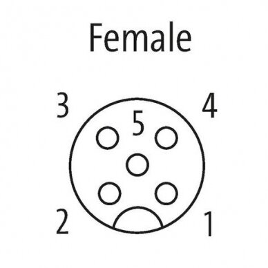 Lizdas su laidu M12 FEMALE 90° 5P L=5M geltonas, 7000-12361-0250500 3