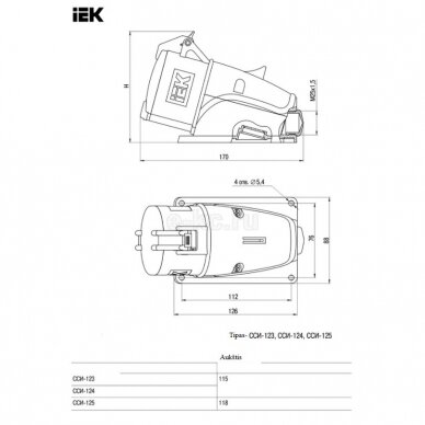 3p 32A Lizdas (rozetė kampinė), 2P+PE, 230V, IP44, 6h 4606056177503 1