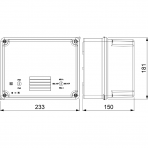 Paskirstymo dėžutė 230x180x150mm, paviršinė, pilka, skaidrus dangtelis, IP65