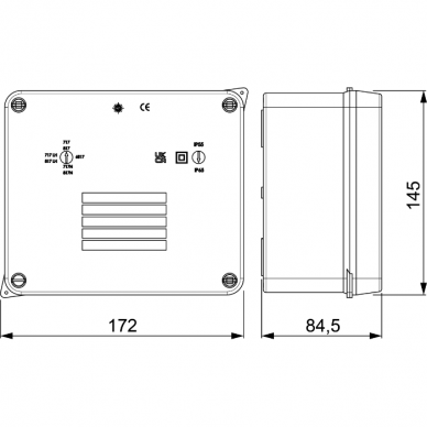 Paskirstymo dėžutė 165x145x84mm, paviršinė, pilka, skaidrus dangtelis, IP65 Solera 1
