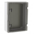 Plastic surface-mounted hermetic panel | box | halogen-free | 400x300x130mm | transparent doors | IP65 | TEM