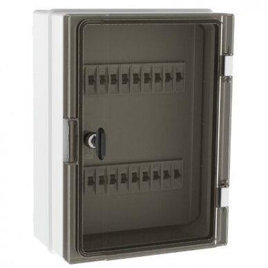 Plastic surface-mounted hermetic electrical distribution panel | box | 18 modules | halogen-free | 260x350x150mm | transparent doors | IP65 | TEM