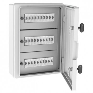 Plastic surface-mounted hermetic electrical distribution panel | box | 24 modules | halogen-free | 300x400x130mm | white doors | IP65 | TEM