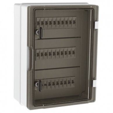 Plastic surface-mounted hermetic electrical distribution panel | box | 24 modules | halogen-free | 300x400x170mm | transparent doors | IP65 | TEM