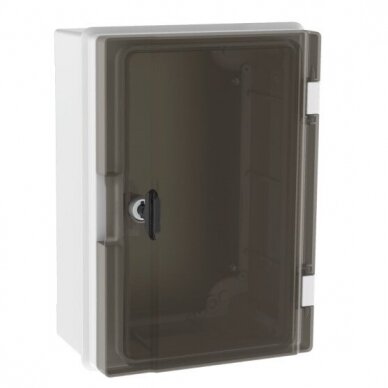 Plastic overhead hermetic panel | box | halogen-free | 210x300x130mm | transparent doors | IP65 | TEM