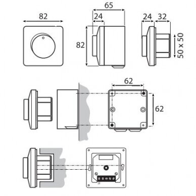 Potenciometras elektroninis ventiliatoriaus greičio reguliatorius | 2.5 A | potinkinis, virštinkinis montavimas, su LED indikacija | LTY-0-25-AT 1