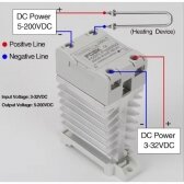 Industrial Solid State Semiconductor SSR Electronic Switching Relay DC-DC | DIN rail | 1-Phase | 80A | 5-200VDC | 3-32VDC