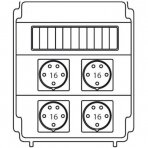 ROS 11/x-03 4x16A 5P Stacionarus skydelis dėžutė su kištukiniais lizdais garažams, komercinėms patalpoms