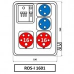 ROS-I 1601 A/S 2x16A 2x230V 5P Stacionarus skydelis dėžutė su kištukiniais lizdais garažams, komercinėms patalpoms.