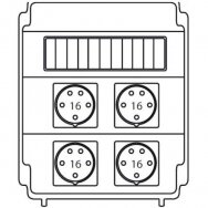 ROS 11/x-03 4x16A 5P Stacionarus skydelis dėžutė su kištukiniais lizdais garažams, komercinėms patalpoms