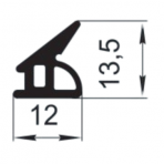 Sandarinimo profilis | guma | tarpinė | juostelė | EPDM | aliuminio profilio konstrukcijoms | 12x13,5mm | 180m
