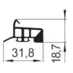 Sandarinimo profilis | guma | tarpinė | juostelė | EPDM | aliuminio profilio konstrukcijoms | 31,8x18,7mm | 60m
