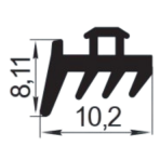 Sandarinimo profilis | guma | tarpinė | juostelė | EPDM | aliuminio profilio konstrukcijoms | 8,11x10,2mm | 400m