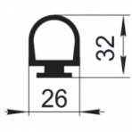 Sandarinimo profilis | guma | tarpinė | juostelė | EPDM | durims | 26x32mm | 30m