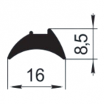 Sandarinimo profilis | guma | tarpinė | juostelė | EPDM | aliuminio profilio konstrukcijoms | 16x8,5mm | 180m