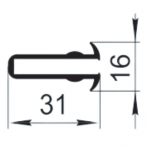 Sandarinimo profilis | guma | tarpinė | juostelė | EPDM | automobilių konstrukcijoms | 31x16mm | 80m