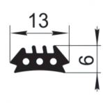 Sandarinimo profilis | guma | tarpinė | juostelė | EPDM | traukinių vagonams | lokomotyvams | 13x6mm | 350m