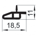 Sandarinimo profilis | guma | tarpinė | juostelė | EPDM | traukinių vagonams | lokomotyvams | 18,5x11mm | 125m