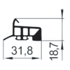 Sandarinimo profilis | guma | tarpinė | juostelė | EPDM | aliuminio profilio konstrukcijoms | 31,8x18,7mm | 60m
