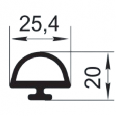Sandarinimo profilis | guma | tarpinė | juostelė | EPDM | 25,4x20mm | 55m