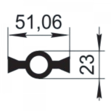 Sandarinimo profilis | guma | tarpinė | juostelė | EPDM | 51,06x23mm | 20m