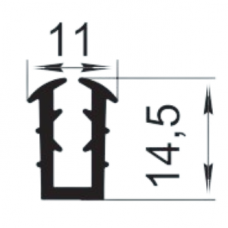 Sandarinimo profilis | guma | tarpinė | juostelė | EPDM | aliuminio profilio konstrukcijoms | 11x14,5mm | 200m