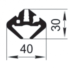 Sandarinimo profilis | guma | tarpinė | juostelė | EPDM | traukinių vagonams | lokomotyvams | 40x30mm | 25m