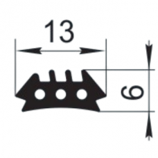Sandarinimo profilis | guma | tarpinė | juostelė | EPDM | traukinių vagonams | lokomotyvams | 13x6mm | 350m