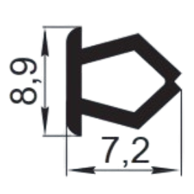 Sandarinimo profilis | guma | tarpinė | juostelė | TPE | langams | durims | 7,2x8,9mm | 250m