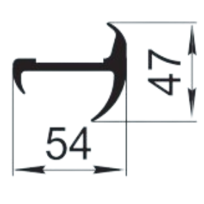 Sandarinimo profilis | guma | tarpinė | juostelė | EPDM | automobilių konstrukcijoms | 54x47mm | 3m