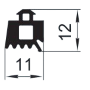 Sandarinimo profilis | guma | tarpinė | juostelė | EPDM | aliuminio profilio konstrukcijoms | 11x12mm | 250m
