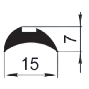 Sandarinimo profilis | guma | tarpinė | juostelė | EPDM | aliuminio profilio konstrukcijoms | 15x7mm | 250m