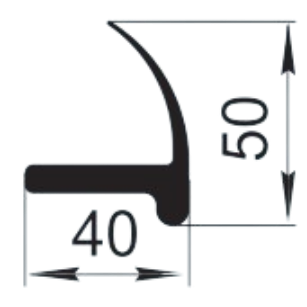 Sandarinimo profilis | guma | tarpinė | juostelė | EPDM | automobilių konstrukcijoms | 40x50mm | 3m