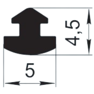 Sandarinimo profilis | guma | tarpinė | juostelė | EPDM | automobilių konstrukcijoms | 5x4,5mm | 680m