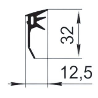 Sandarinimo profilis | guma | tarpinė | juostelė | EPDM | aliuminio profilio konstrukcijoms | 12,5x32mm | 200m