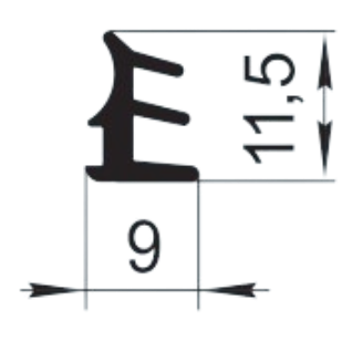 Sandarinimo profilis | guma | tarpinė | juostelė | EPDM | aliuminio profilio konstrukcijoms | 9x11,5mm | 250m