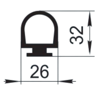 Sandarinimo profilis | guma | tarpinė | juostelė | EPDM | durims | 26x32mm | 30m