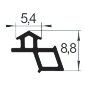 Sandarinimo profilis | guma | tarpinė | juostelė | TPE | langams "STEKO" profiliui | 5,4x8,8mm | 400m
