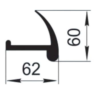 Sandarinimo profilis | guma | tarpinė | juostelė | EPDM | automobilių konstrukcijoms | 62x60mm | 3m
