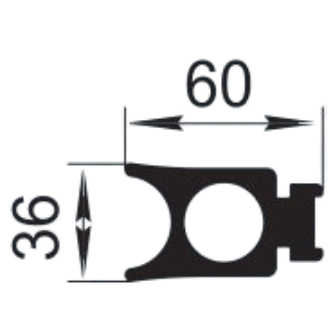 Sandarinimo profilis | guma | tarpinė | juostelė | EPDM | traukinių vagonams | lokomotyvams | 36x60mm | 3m
