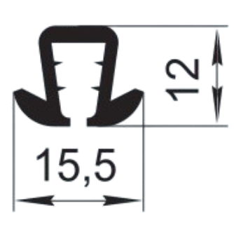 Sandarinimo profilis | guma | tarpinė | juostelė | EPDM | automobilių konstrukcijoms | 15,5x12mm | 150m