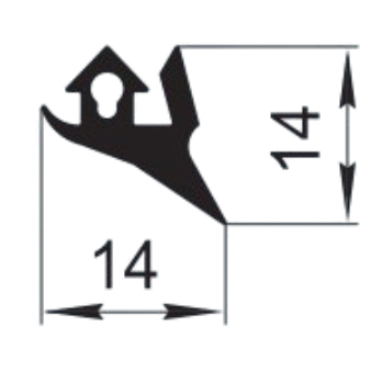 Sandarinimo profilis | guma | tarpinė | juostelė | EPDM | traukinių vagonams | lokomotyvams | 14x14mm | 150m